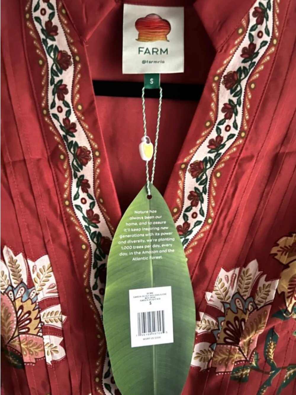 FARM RIO Red Garden Delight Long Sleeve Midi Dress - Picture 4 of 4
